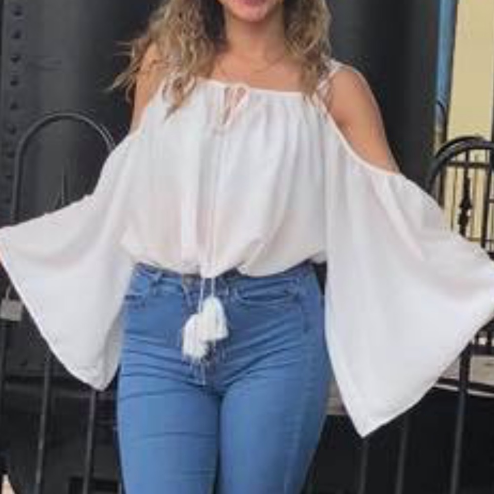 White flared shirt